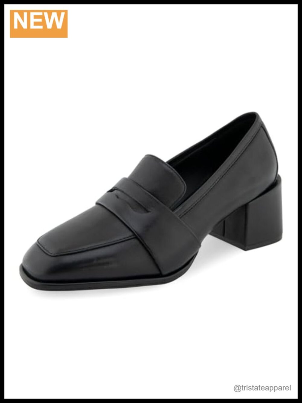 Aerosoles Womens Arnett Leather Comfort Block Heel Loafer
